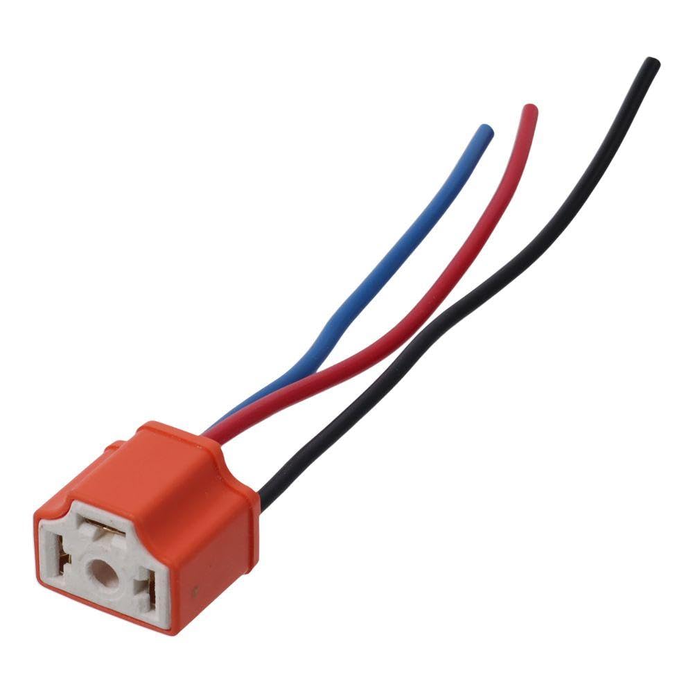 Qicarkey H4 Wiring Harness Headlight Socket 2 Pcs H4 Ceramic Rubber Metal Headlight Connector