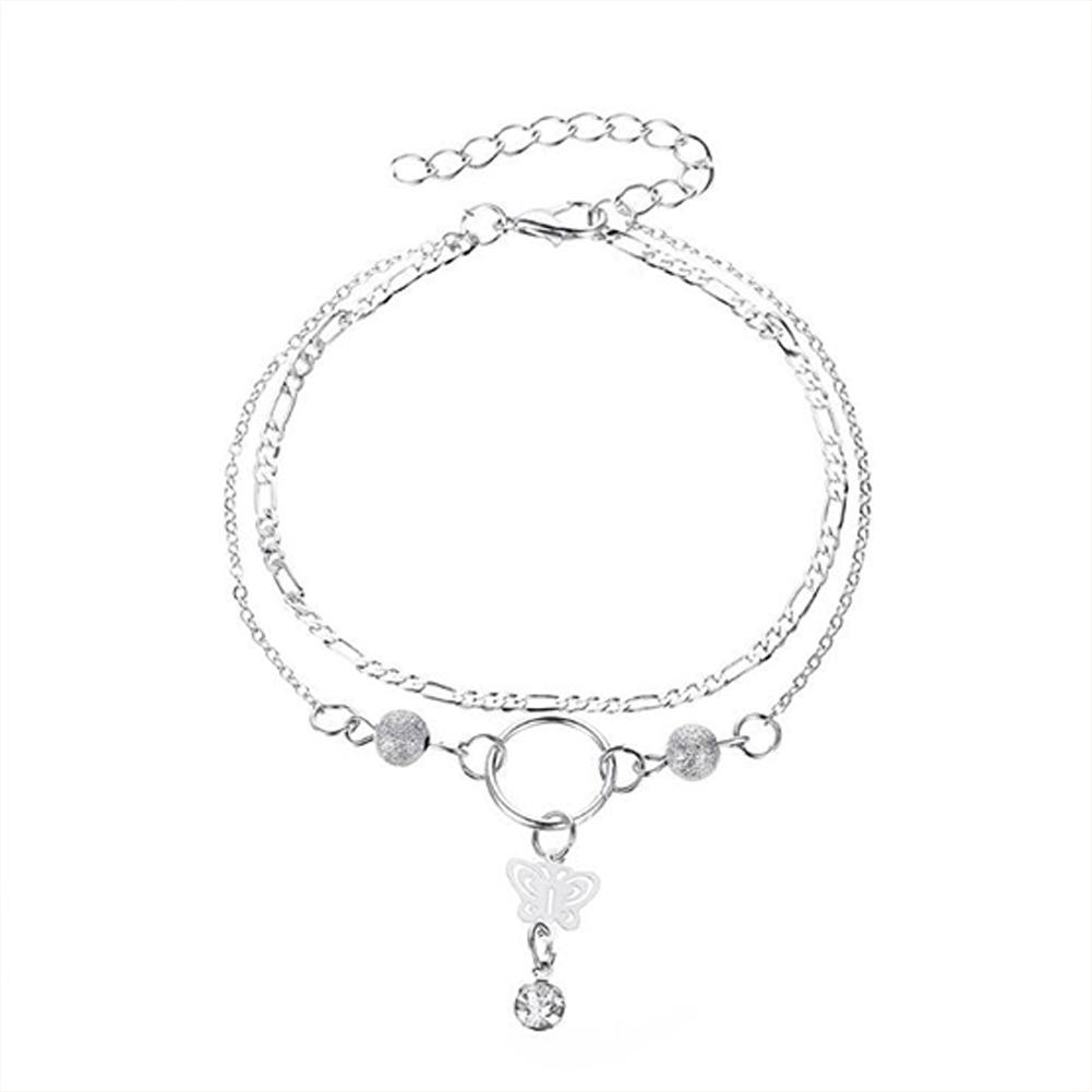 

Double Layer Anklet with Hollow Butterfly Tassels Pendant Jewelry Accessaries 02 silver #1