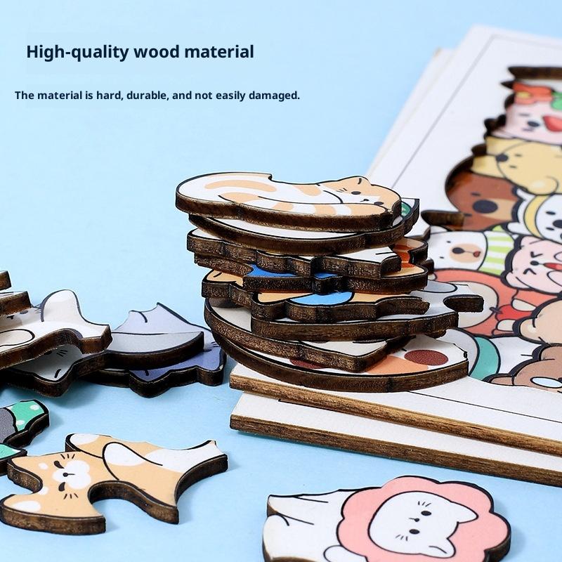 1 Juego Gatos Dinosaurio Oso Juguete Educativo Para Niño Animal Rompecabezas de Madera Rompecabezas Apilables Juguetes Niños Niñas Regalos Decoración de Navidad