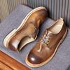 Business Derby Men'S Leather Shoes British Round Head High-End Soft Leather Soft Sole Casual Leather Men'S Shoes