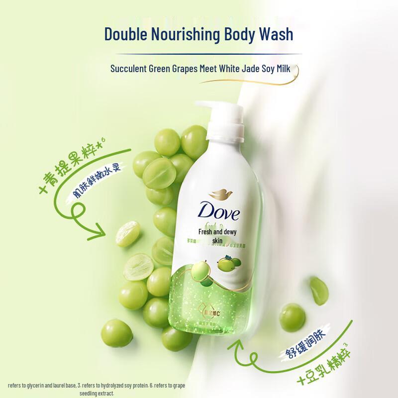Dove Essence Body Wash, Succulent Grape & White Jade Soy Milk