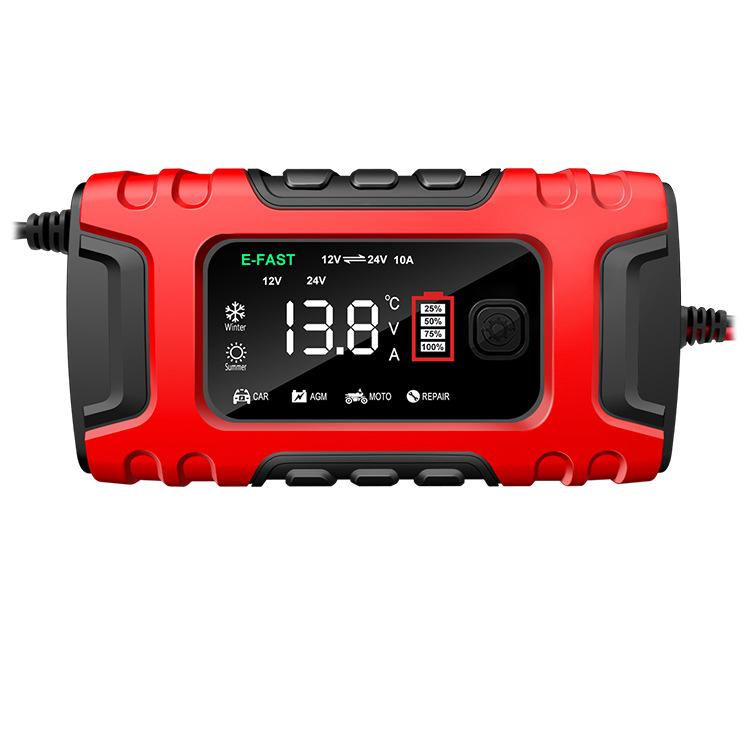 

E-FAST TK-600 7-Stage Automatic Charger 12V/24V Large Screen Car Battery Charger for Motorbikes,Trucks,etc. Yellow/EU Plug