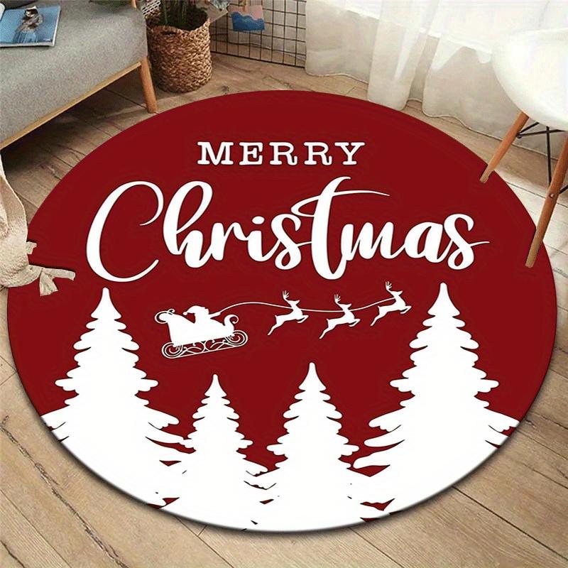 

1pc Soft, Absorbent & Non-Slip Christmas Tree and Flying Santa Claus Round Rug, Perfect for Entryway, Living Room, Bedroom Decor, Machine Wa 80cm by 80cm