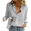 Women Fashion Long Sleeved Cotton Linen Shirt Summer&autumn Loose Print Top Ladies Casual Button-up Blouse