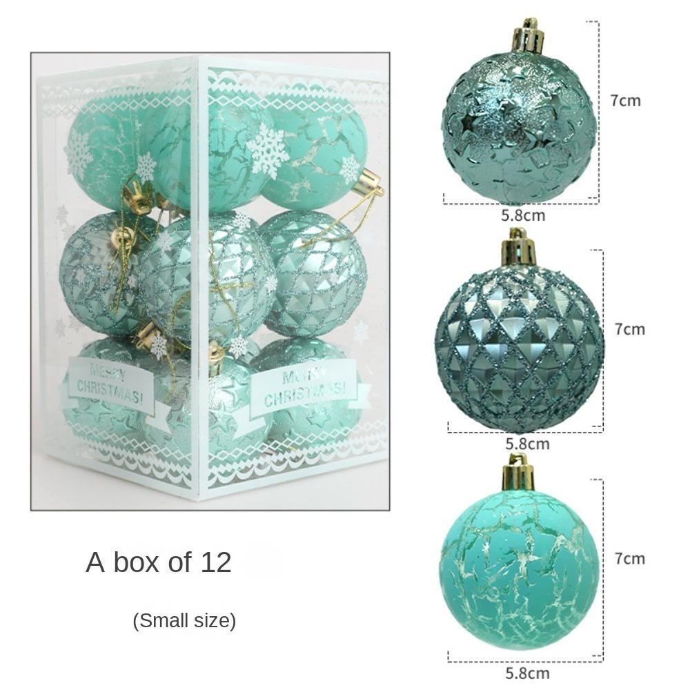 12Pcs/Box Plastic Christmas Gifts Boxes Pendant DIY Crafts Painted Christmas Decorations