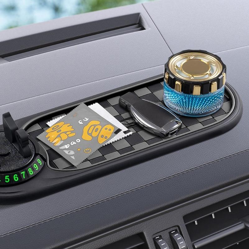 360 Degree Adjustable Car Phone Mount with AntiSlip Dashboards Holder Integrated Parking Number Sign for Mobile Device