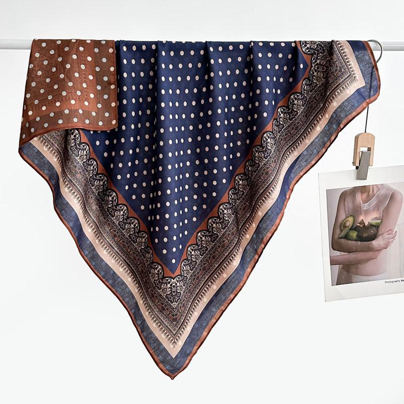 Autumn and Winter Velvet Purple Japanese Samurai 91 Large Square Scarf Women's Fashion Vacation Beach Silk Headscarf Shawl Thermal Scarf