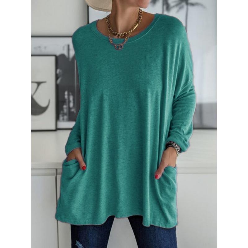 

Round Neck Long Sleeved Loose Casual Women s T-shirt M