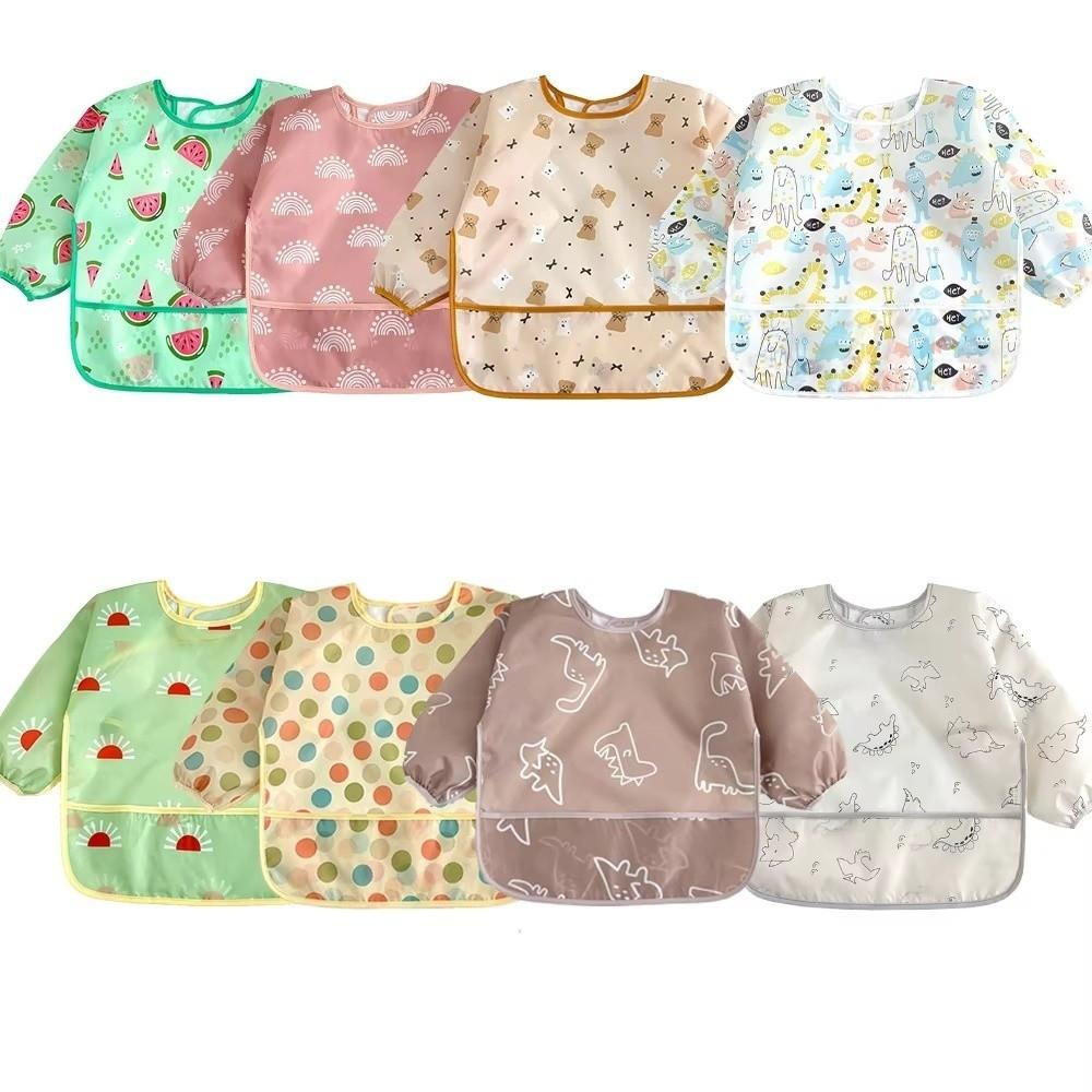 

Adjustable Full Sleeve Apron Protective Front Long Sleeve Feeding Smock Infant Scarf Clothing style 2