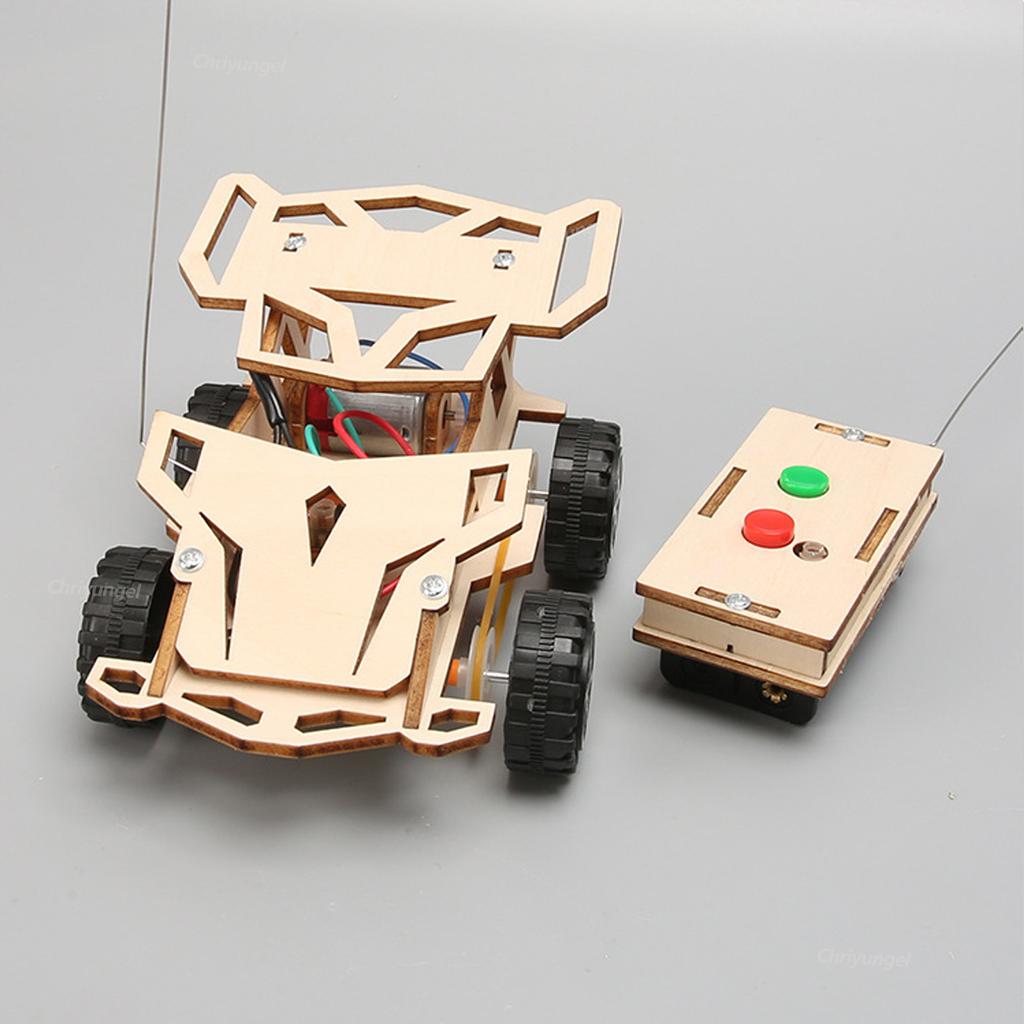 DIY Wooden Remote Control Car Wooden Four Wheel Drive Racing Assembling Science Experiment Kits KIDS STEM Educational Toy
