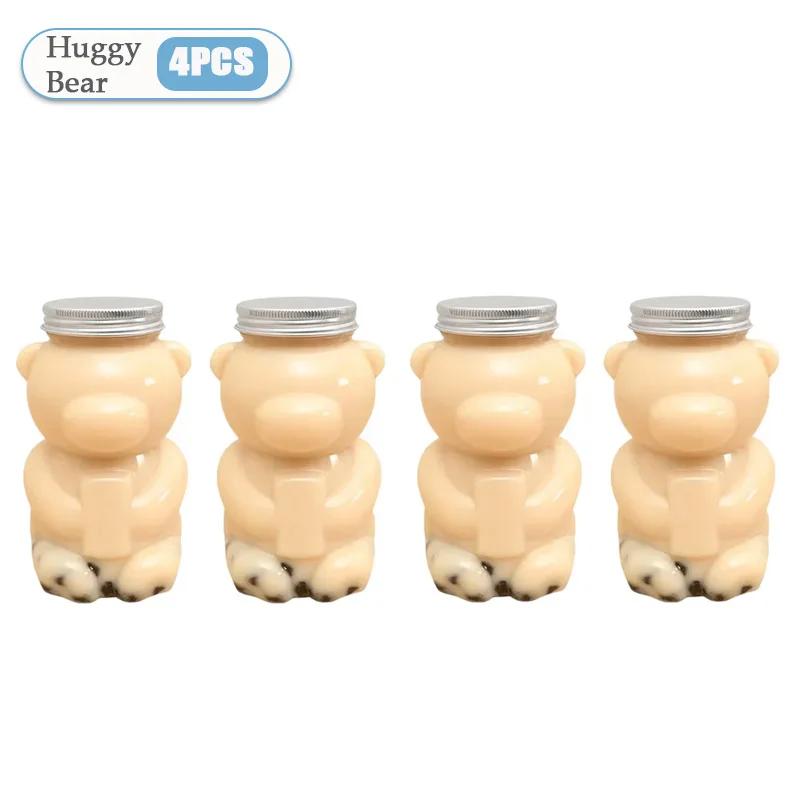 1-10PCS 500ml Violent Bear Milk Tea Bottle Disposable PET Transparent Juice Bottle Cartoon Bear Portable Juice Yogurt Bottle
