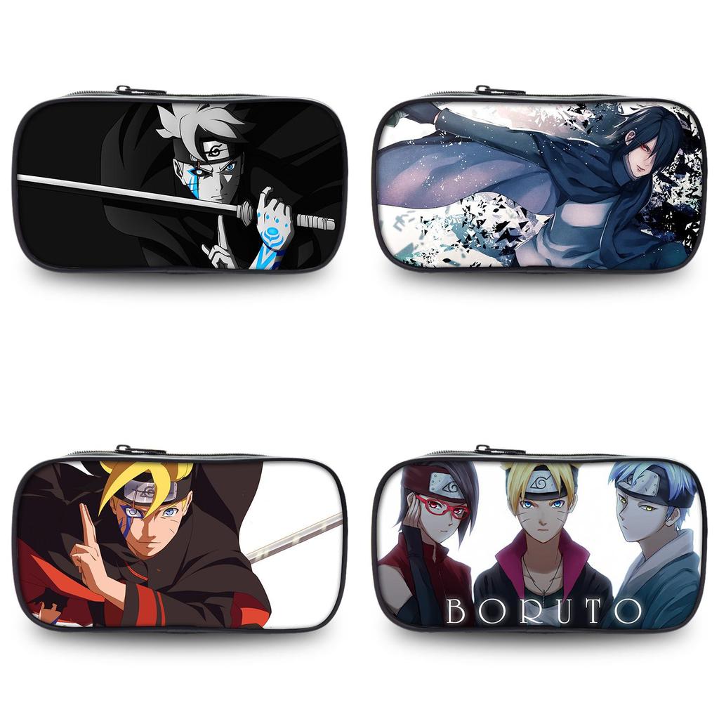 Naruto Boruto Anime Pencil Case Large Capacity Nylon Stationery Organizer For Teens And Students