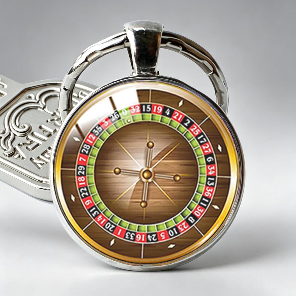 Roulette Wheel Embossed Keychain: Trendy Time Gem & Creative Metal Pendant Accessory