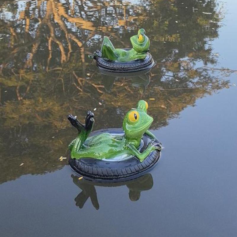 Floating Frogs For Ponds, Cute Frog Statues Pond Floating Decoration For Garden Outdoor, Resin Miniature Frog Statue