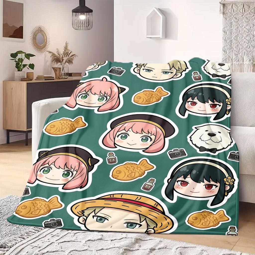 SpyxFamily Pretty 2D Cartoon Flannel Blanket, Print Decoration for Bed, Soft Sofa Travel Picnic Blanket_LIAN