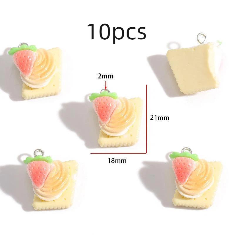 10/12Pcs Strawberry Cake Resin Cartoon Charms Diy Keychain Necklace Earrings Jewelry Making Accessories