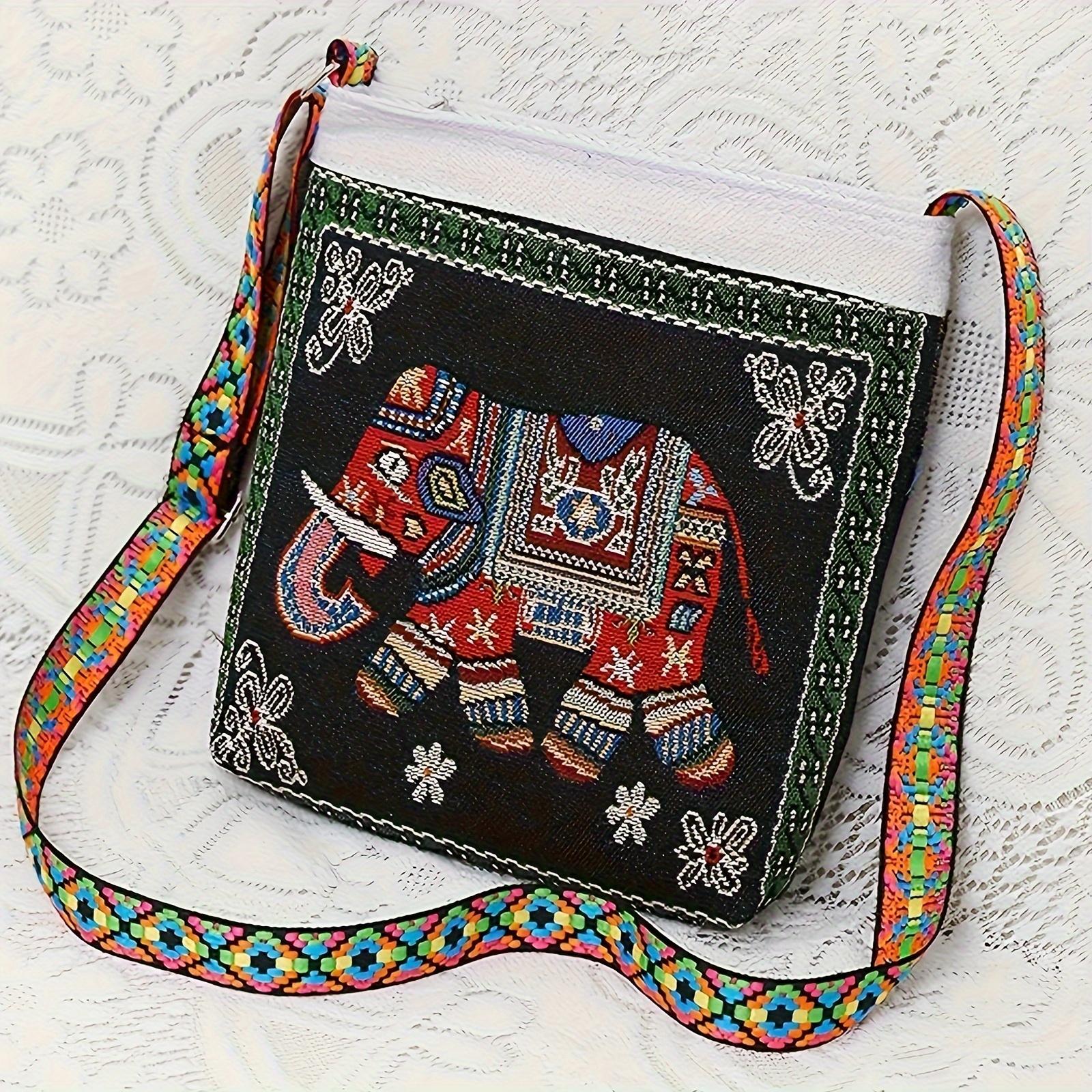 

Классическая текстурированная сумка через плечо с узором слона, сумка кросс-боди для женщин чёрный