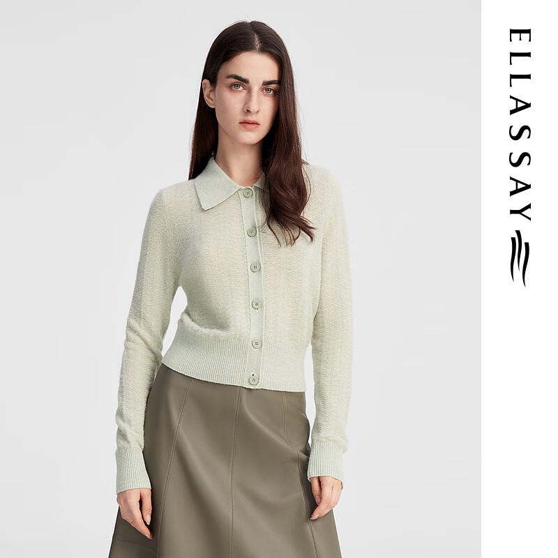 

ELLASSAY Women s Slim Fit Merino Wool Blend Lapel Knit Sweater M