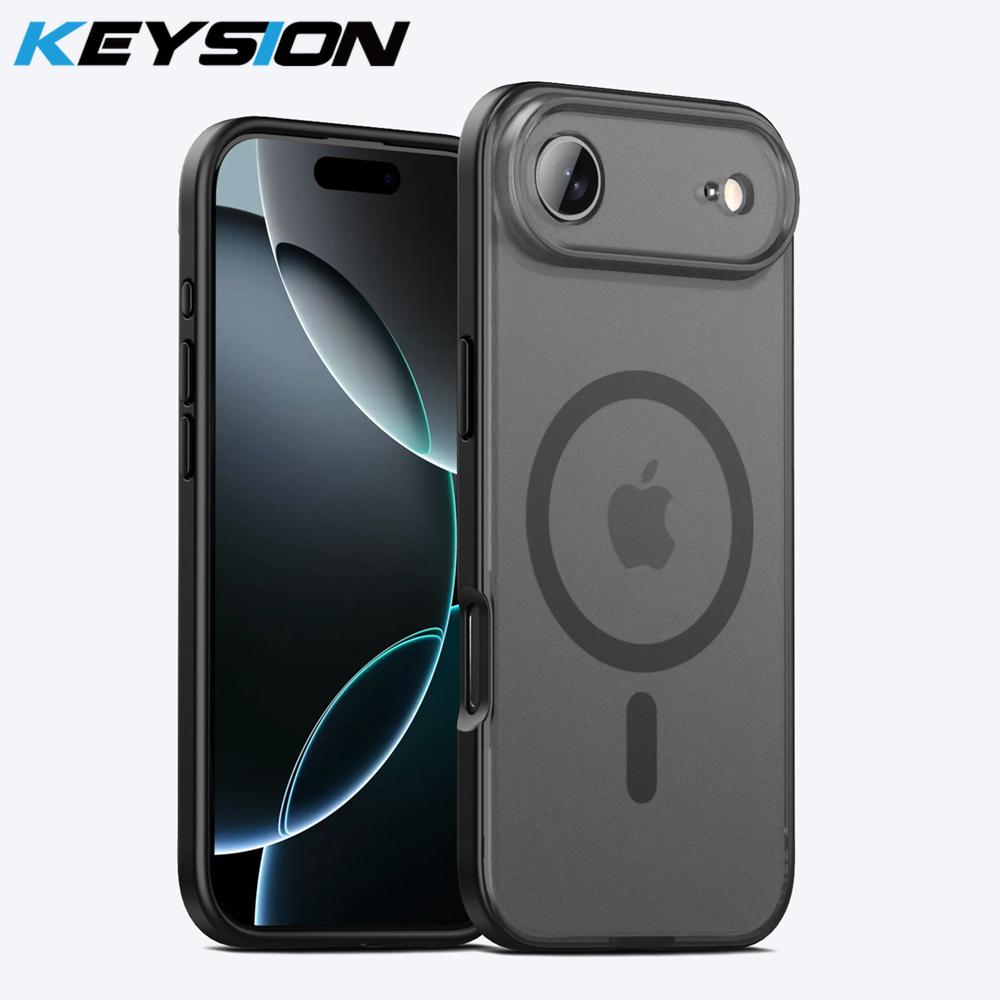 

KEYSION Translucent Matte Case for MagSafe for iPhone 17 Air TPU+PC Wireless Charging Shockproof Phone Cover for iPhone 17 Air for iPhone 17 Air чёрный