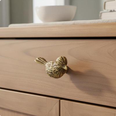 Bouton de Meuble en Forme d'Oiseau Alliage de Zinc Poignée de Tiroir Calmar Design Créatif Poignée Boule Creuse pour
