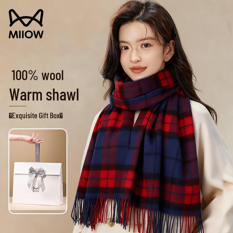 Mao Ren Women's Wool Plaid Scarf & Shawl