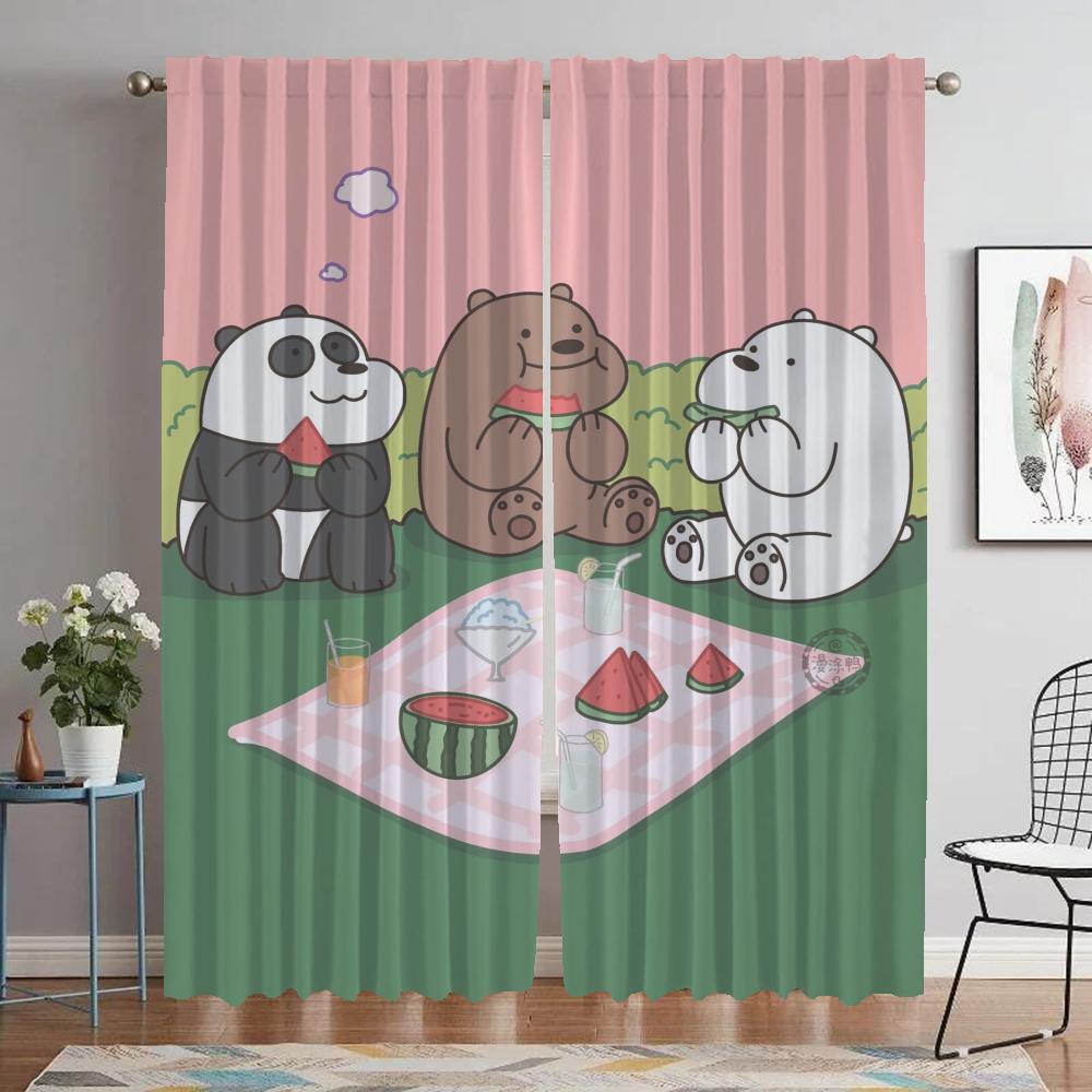 Cute Bare Modern Living Room Curtains for Camera Partition Anti-mosquito Curtains 2 Pieces Window Curtain Halloween Decoration