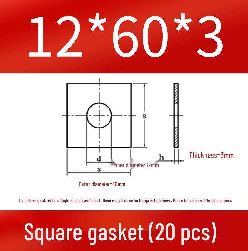 Thick Galvanized Square Iron Washer with Hole for M6-M24 Curtain Wall Use