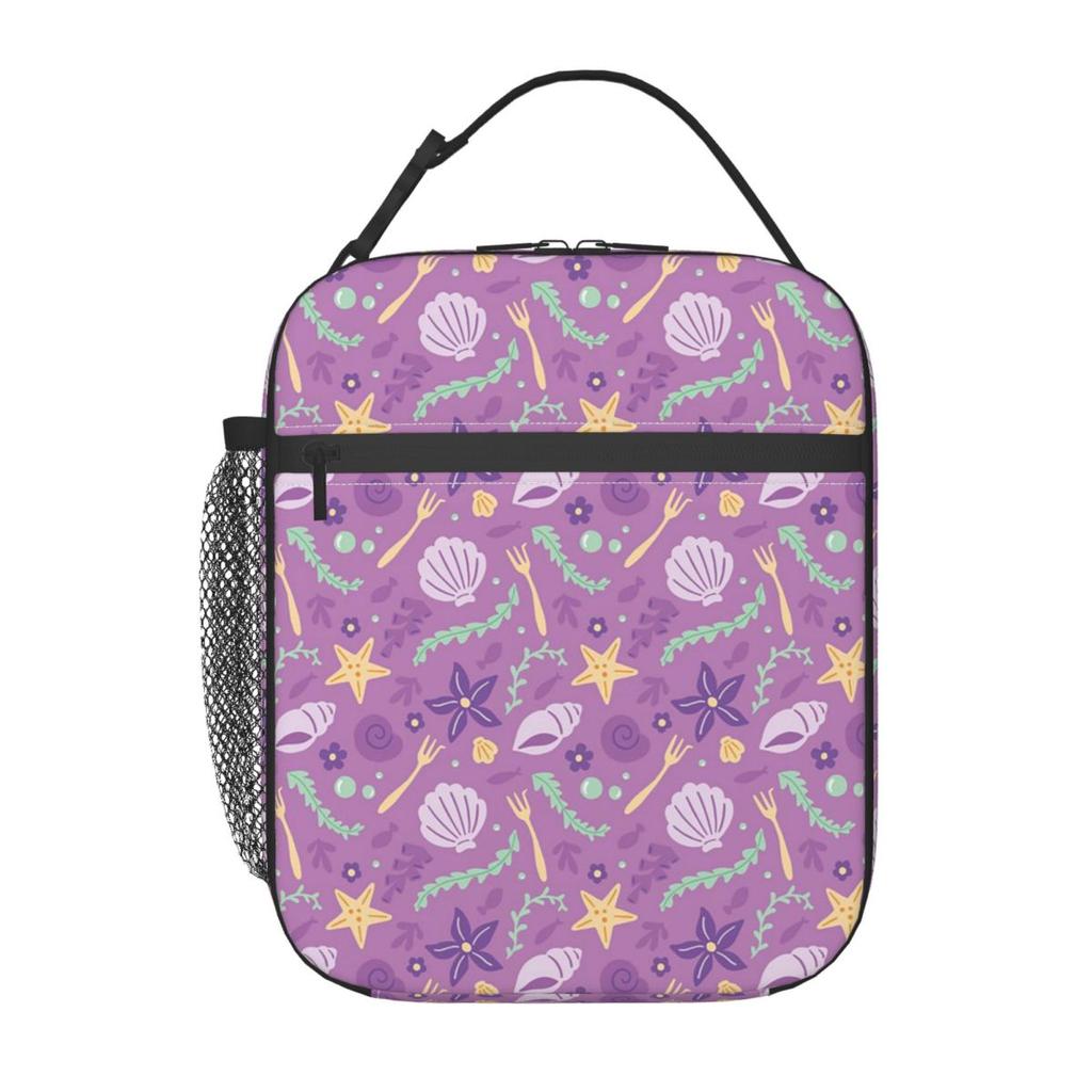 Purple Shell Pattern Insulated Lunch Bag for Women Children Leakproof Food Boxes Thermal Lunch Box Tote