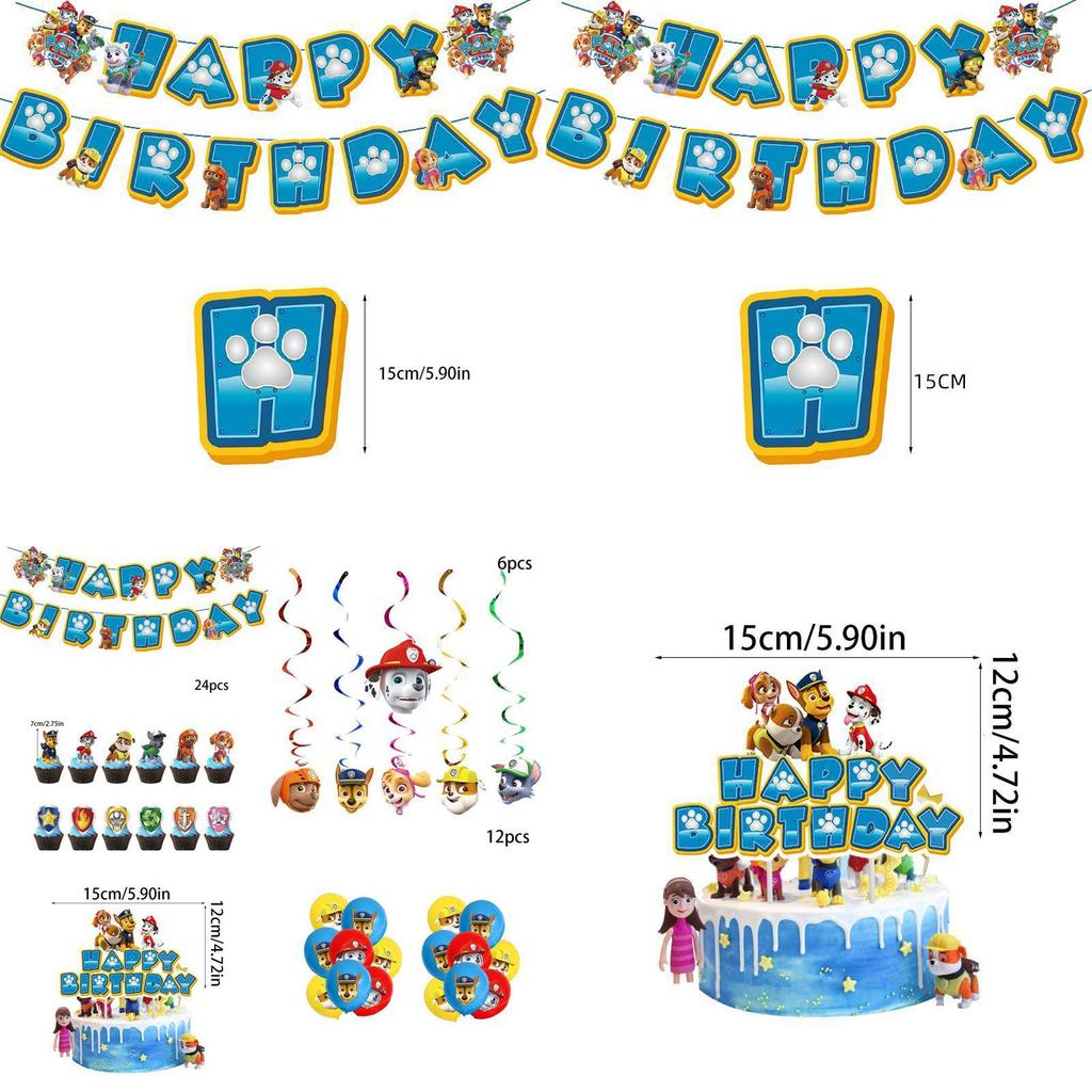 Fournitures de Fête Pat' Patrouille Ensemble de Décoration d'Anniversaire Deluxe avec Ballons et Bannières pour Enfants