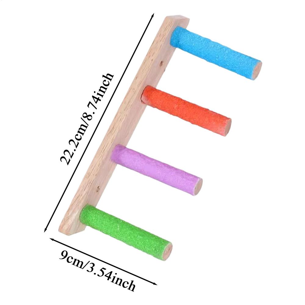 

Деревянная лестница для попугая, лестница для кореллы, игрушки, сверхпрочные многофункциональные инструменты для заточки когтей, интерактивные аксессуары для клетки для красный