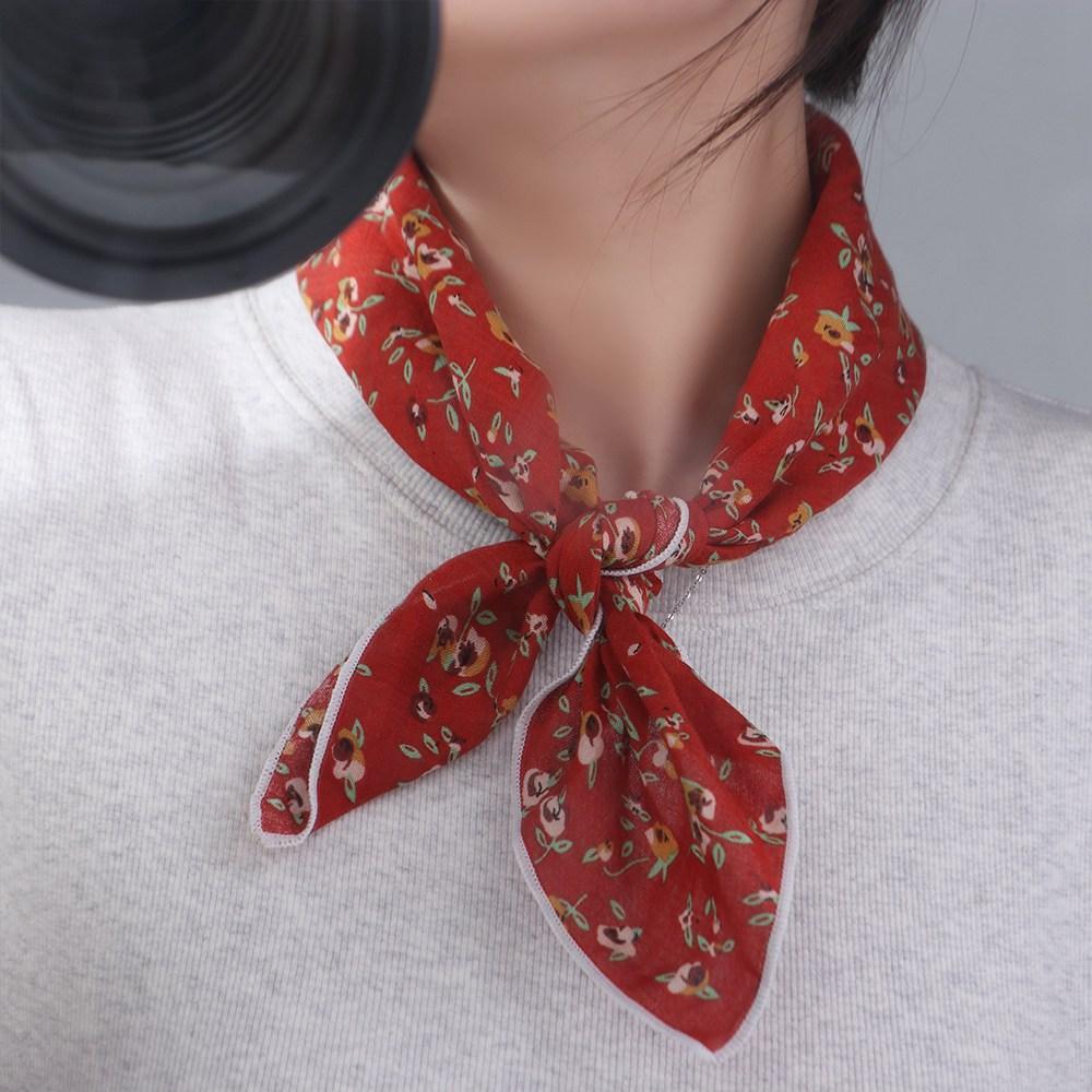 Neckerchief Flower Printing Wraps Printed Scarf Korean Style Scarves Silk Scarf Small Square Scarf