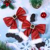 Shiny Red Bow Christmas Hair Clip Set Gold Buckle Santa Hat Pendant Duckbill Clips for Women Holiday Party Gift Kit