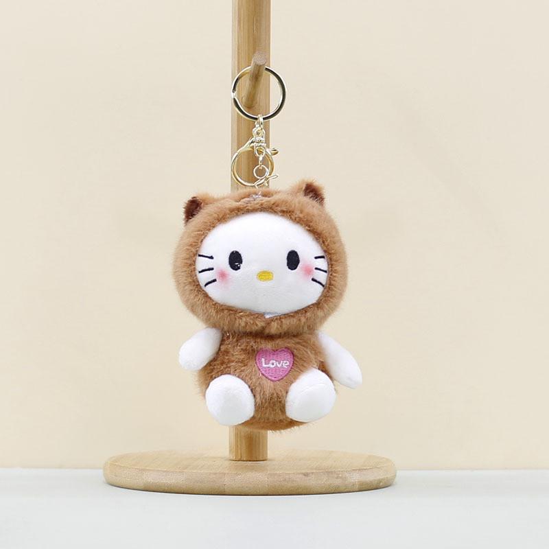 

Plush Cat Charming Doll Keychain For Trendy Backpack Accessories In Soft Short Fur Brown Cat
