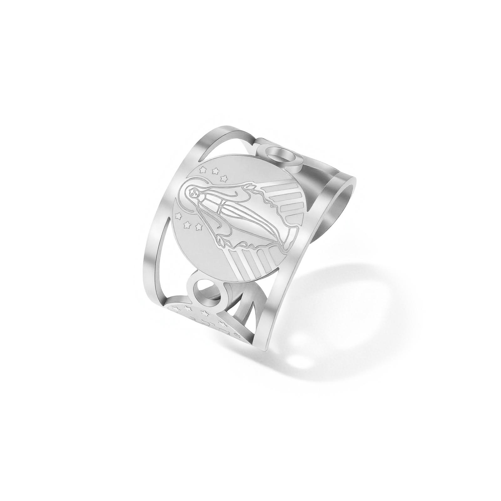 

LIKGREAT Virgin Mary Open Ring Adjustable Stainless Steel Rings Religious Catholic Faith Jewelry Gift for Women Men Christmas resizable