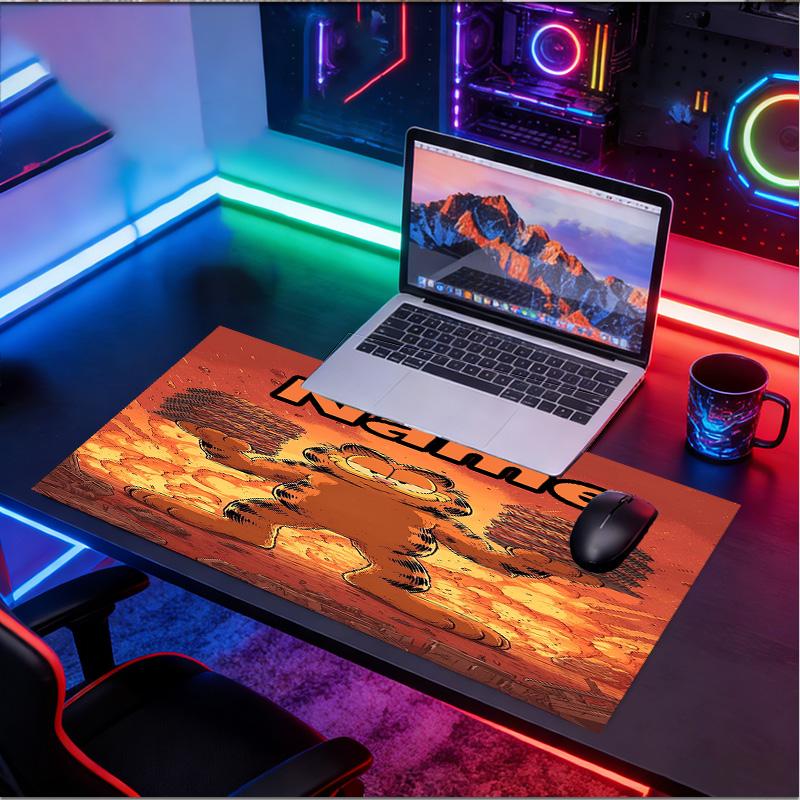 Custom Name Personalized Garfield Pattern Mousepad, Laptop PC Desk Mat, Decorative Desk Mat for Home Keyboard Pad Gift