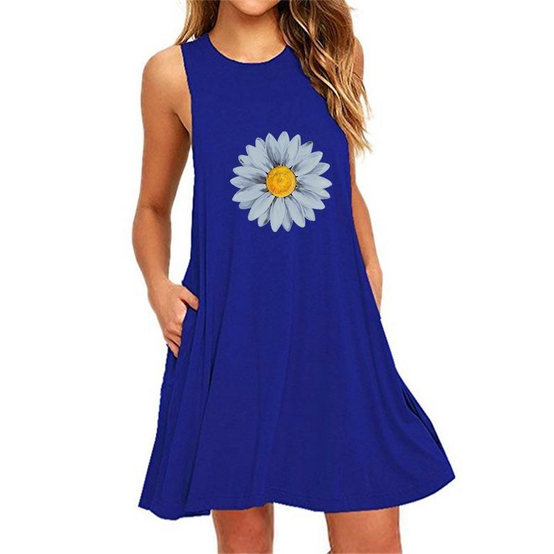 QICED Fashion Summer Spring Sleeveless  V-Neck Casual Dresses