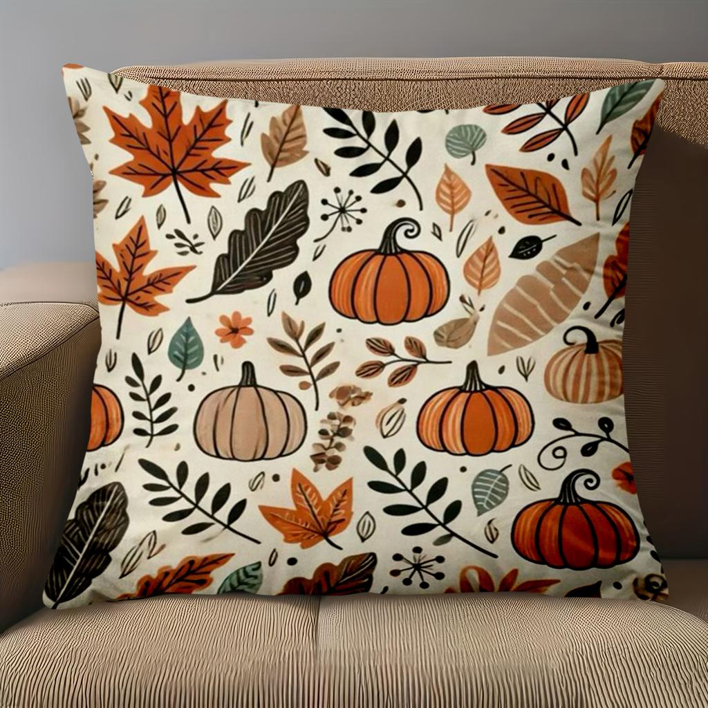 1 Pieces Autumn Leaves And Pumpkins Patterned Throw Pillows Polyester pillowcase, sofa decorative cushion cov Headboard Pillow