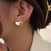 Gold Peach Metal Heart Stud Earrings for Women - Summer 2024 Hot-Selling Heart-shaped Design.