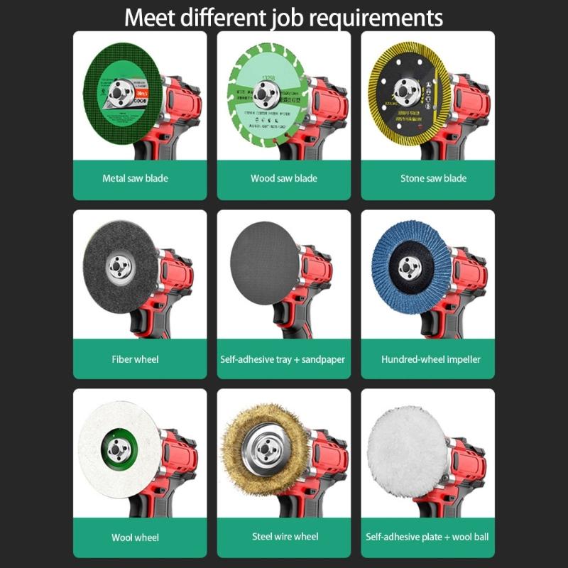 1/2" Drive Electric Drill To Grinder Conversion Set Heavy Duty Steel Construction Quick Install For Various Accessories