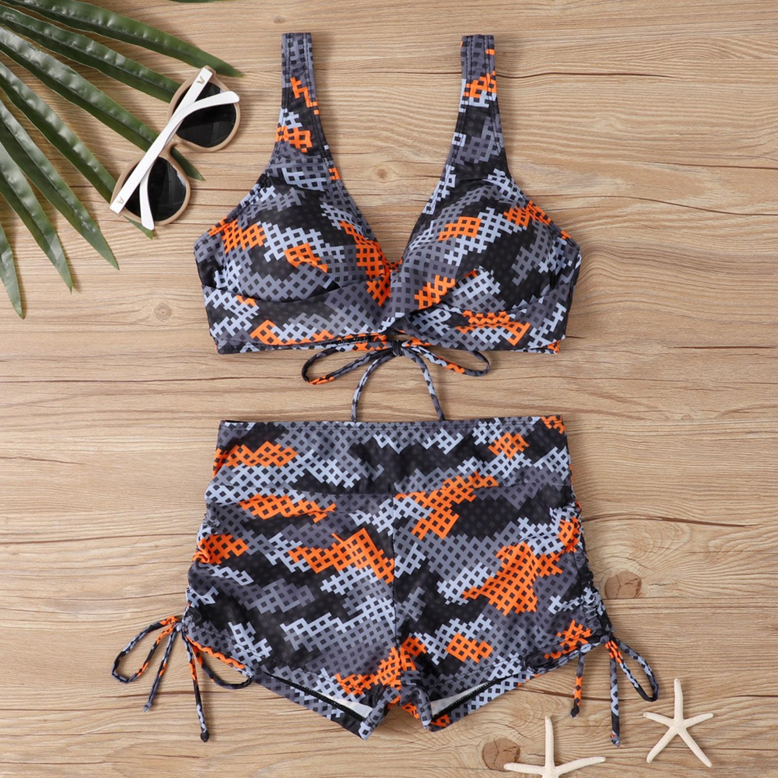 

Женский раздельный модный сексуальный купальник-бикини с принтом и подкладкой для груди без стальных скобок XL