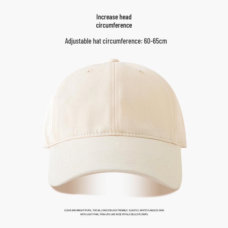 "65cm Unisex Solid Color Baseball Cap with Soft Top, Deepened and Widened Brim for a Slimmer Face Look."
