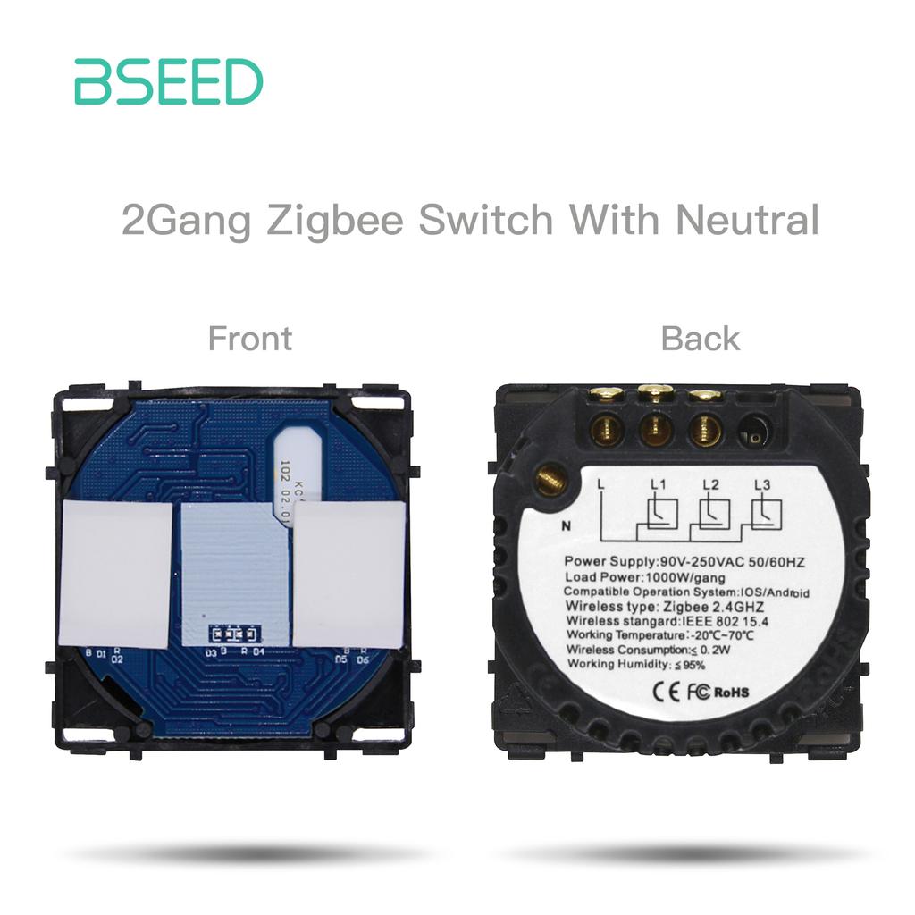 BSEED Zigbee 1/2/3Gang Smart Touch Switches Normal French Wall Sockets Type-c USB Function Parts Glass Panels DIY Combination