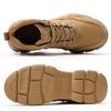 Khaki High Top Safety Shoes Work Boots Men Soft Bottom Lightweight Steel Toe Shoes Puncture-Proof Protection Shoes Security Boot