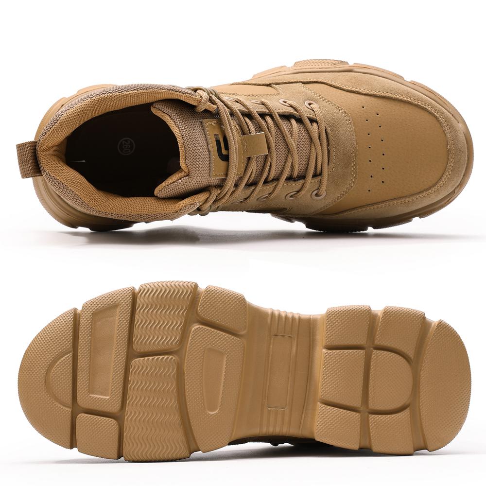 Khaki High Top Safety Shoes Work Boots Men Soft Bottom Lightweight Steel Toe Shoes Puncture-Proof Protection Shoes Security Boot