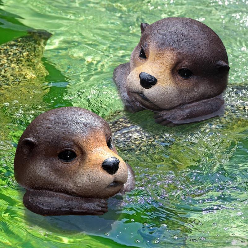Simulation Resin Floating Otter Water Decoration Cute Animal Statue Swimming Pool Terrace Accessories Pond Garden Decoration