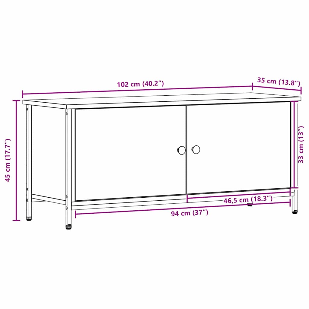 TV Cabinet in Artisan Oak Finish 100 x 35 x 45 cm Particleboard