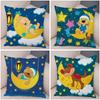 Cartoon Animal Moon Cushion Cover Cute Sleeping Bunny Bear Mouse Design Kids Room Nursery Decorative Pillow Case