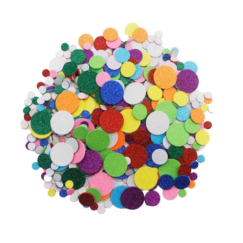 

160 Pcs Round Foam Sticker Glittering Decal Sticker Colorful Sticker Crafts Supplies for School Projects Card Decoration 1