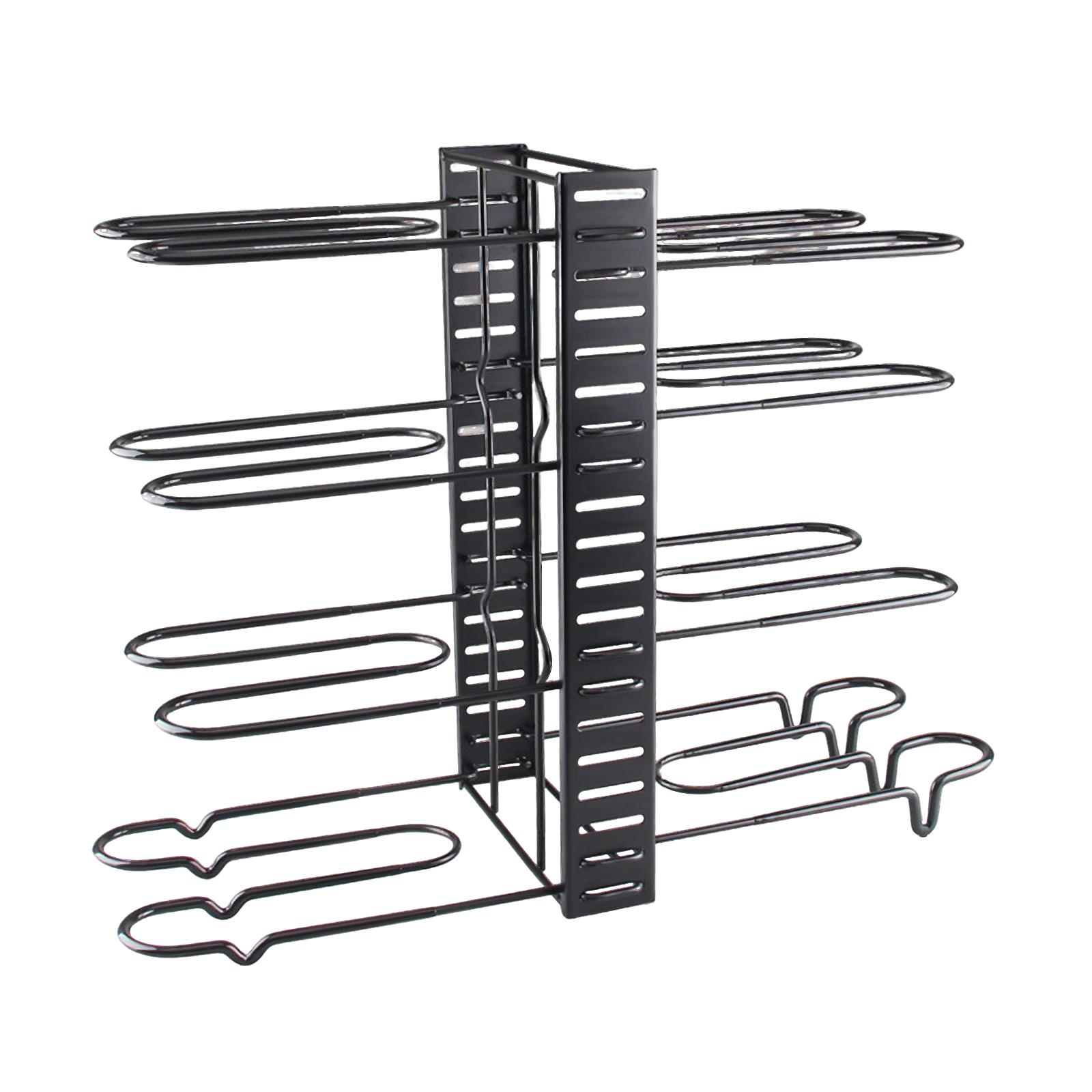 

8-Tier Heavy-Duty Metal Pot Rack Organizer Durable Metal Space-saving Cabinet Holder for Cabinet Cookware Organizers and Storage чёрный