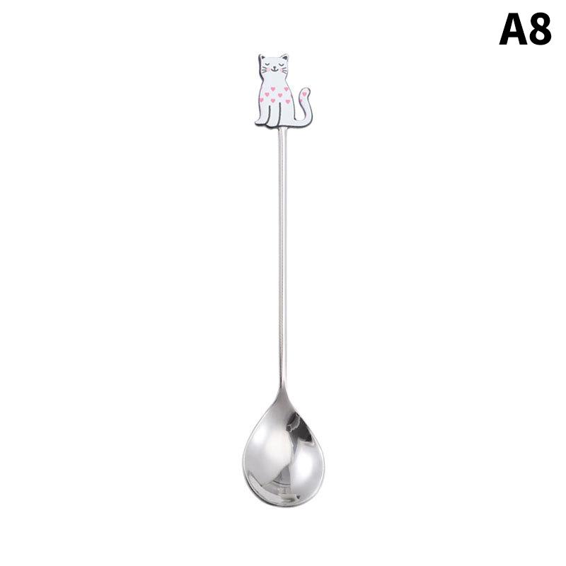 

Милые картины кошка 304 ложка из нержавеющей стали полая для кофе, чая, десертная ложка, кухонная посуда, подарки для студентов, детей